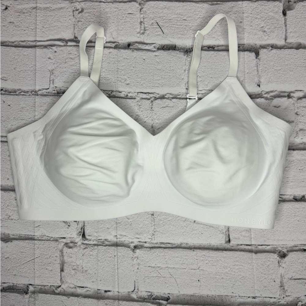 Honeylove Silhouette Bra Size XL 38D 38DD White Astral Wireless Crossover